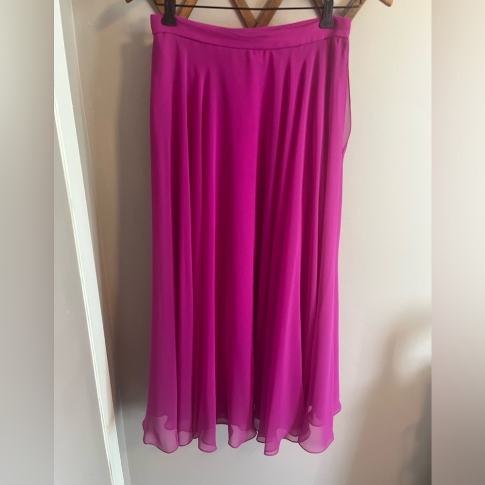 Vintage full flouncy bright fushia lined midi Balletcore skirt